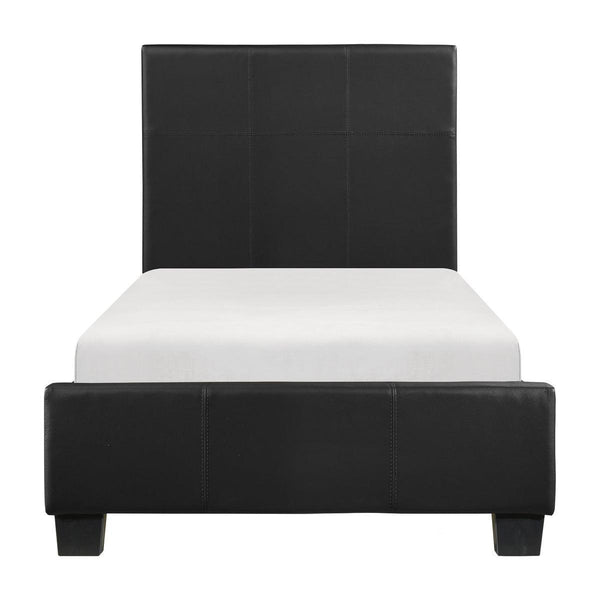 Lorenzi Black Plywood And Engineered Wood Faux Leather Upholstery Twin Platform Bed - Ella Furniture