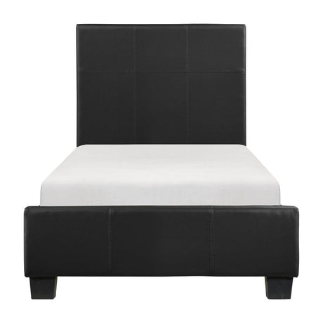 Lorenzi Black Contemporary Engineered Wood Frame Faux Leather Upholstered Youth Twin Platform Bed - Ella Furniture
