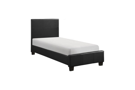 Lorenzi Black Modern Contemporary Sleek Faux Leather Upholstered Panel Bedroom Set - Ella Furniture