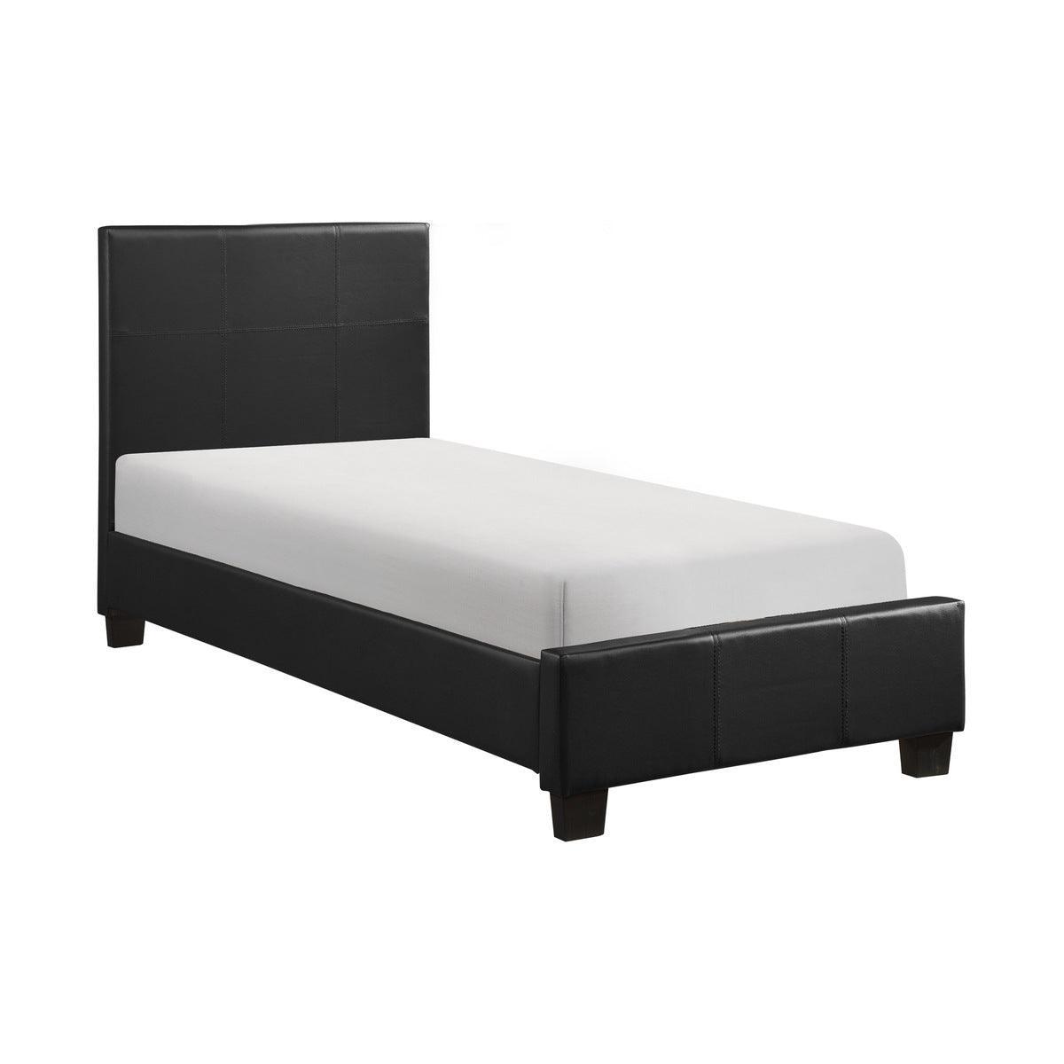 Lorenzi Black Contemporary Engineered Wood Frame Faux Leather Upholstered Youth Twin Platform Bed - Ella Furniture