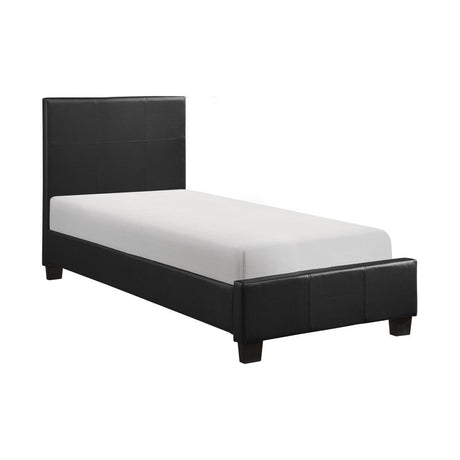 Lorenzi Black Contemporary Engineered Wood Frame Faux Leather Upholstered Youth Twin Platform Bed - Ella Furniture