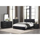 Lorenzi Black Contemporary Engineered Wood Frame Faux Leather Upholstered Queen Platform Bed - Ella Furniture