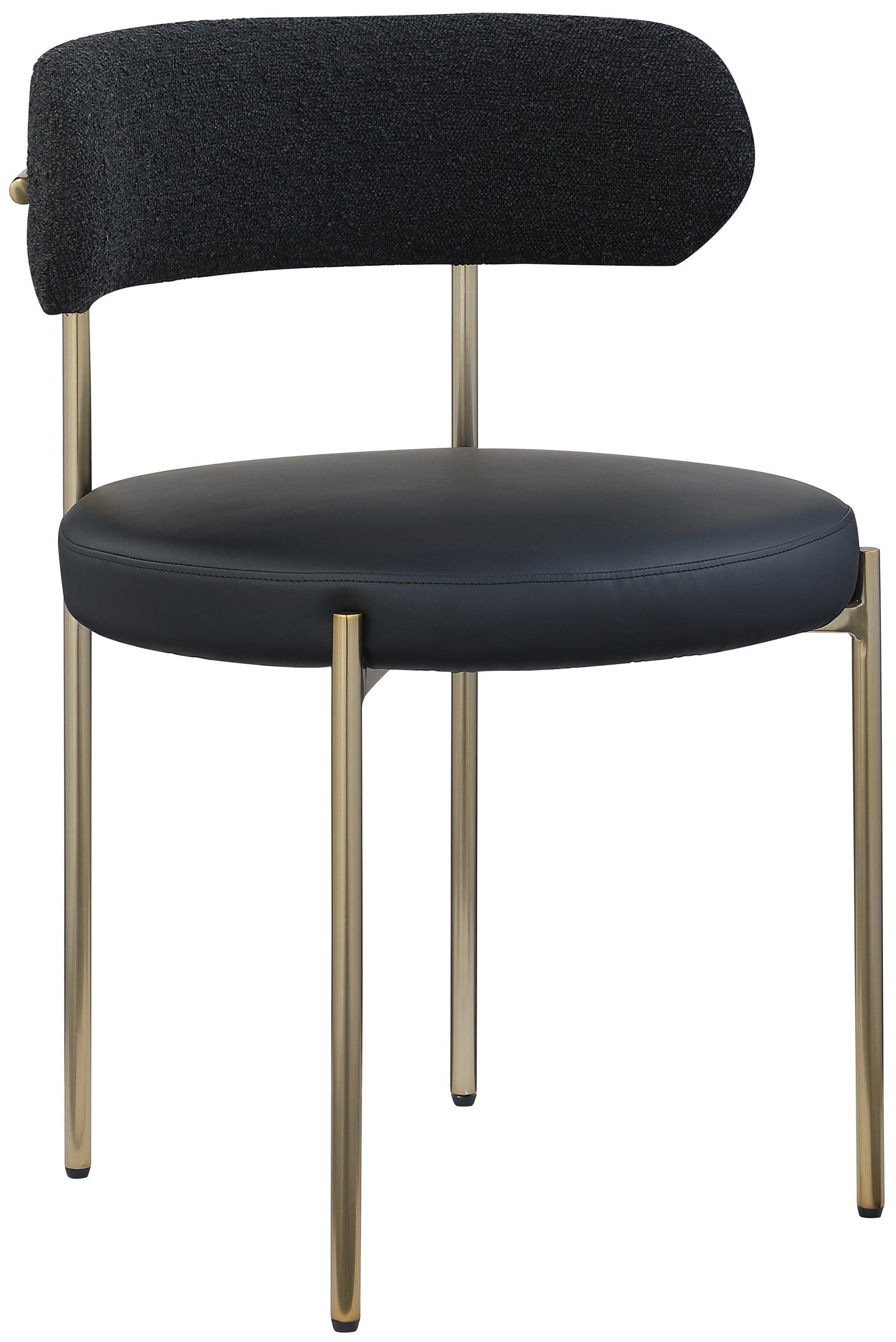 Beacon Black Faux Leather And Boucle Fabric Dining Chair - Ella Furniture