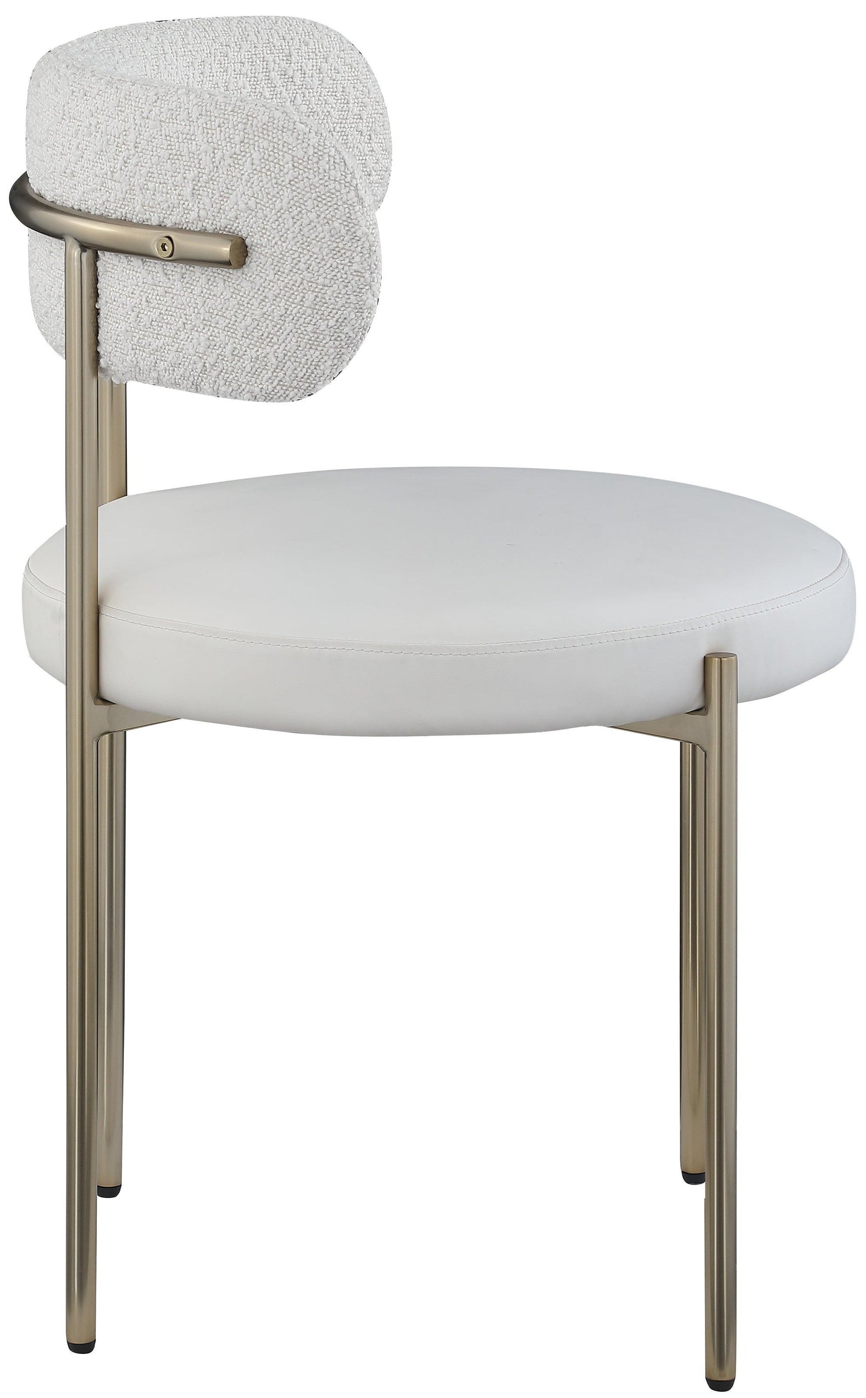 Beacon Cream Faux Leather And Boucle Fabric Dining Chair - Ella Furniture