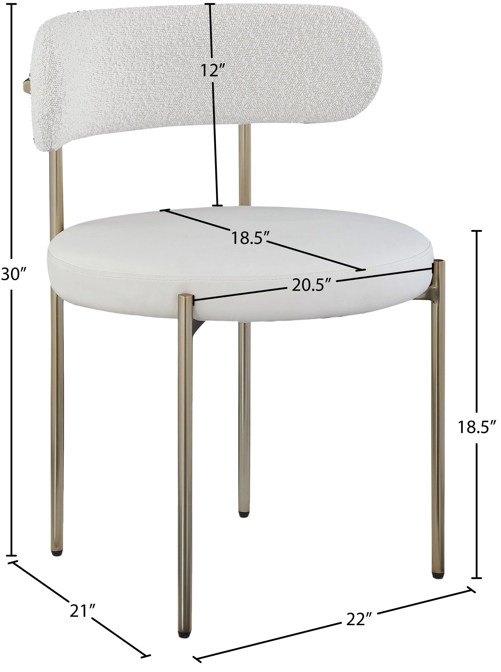 Beacon Cream Faux Leather And Boucle Fabric Dining Chair - Ella Furniture