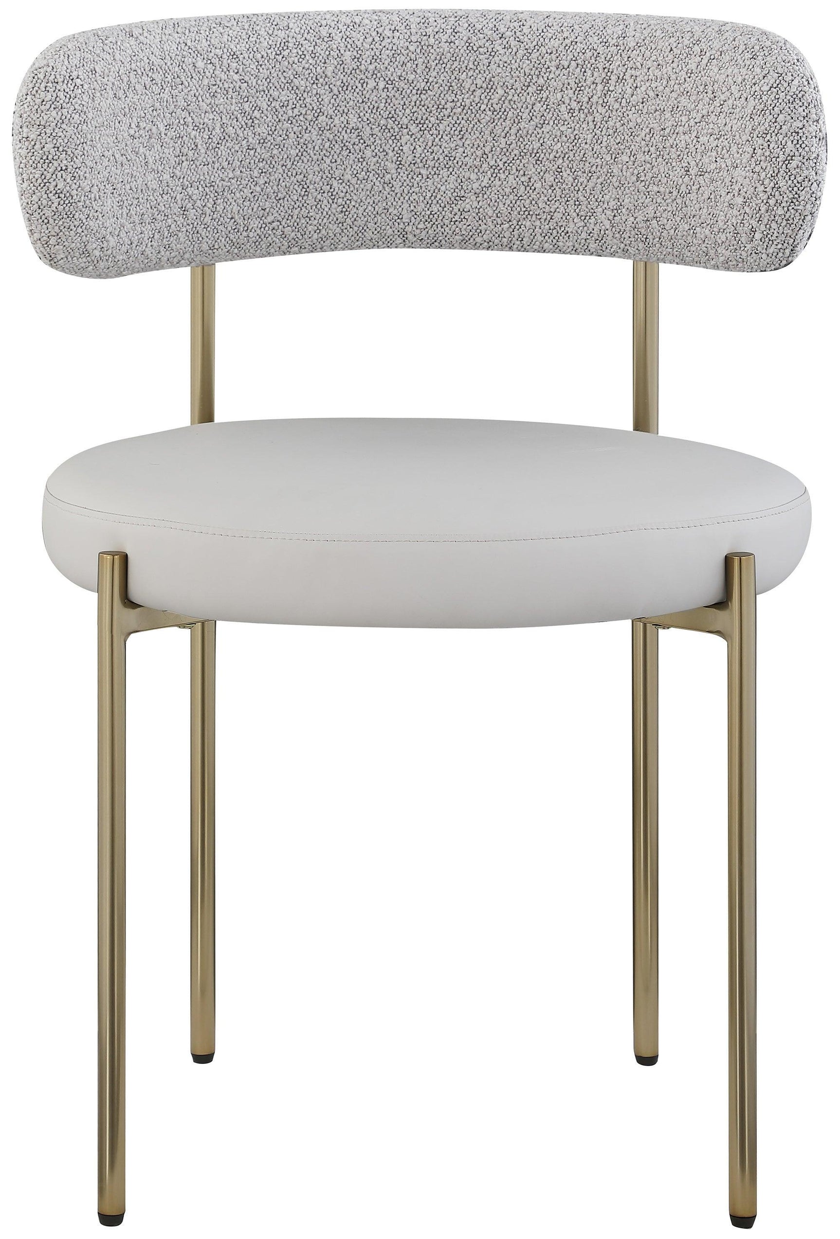 Beacon Taupe Faux Leather And Boucle Fabric Dining Chair - Ella Furniture