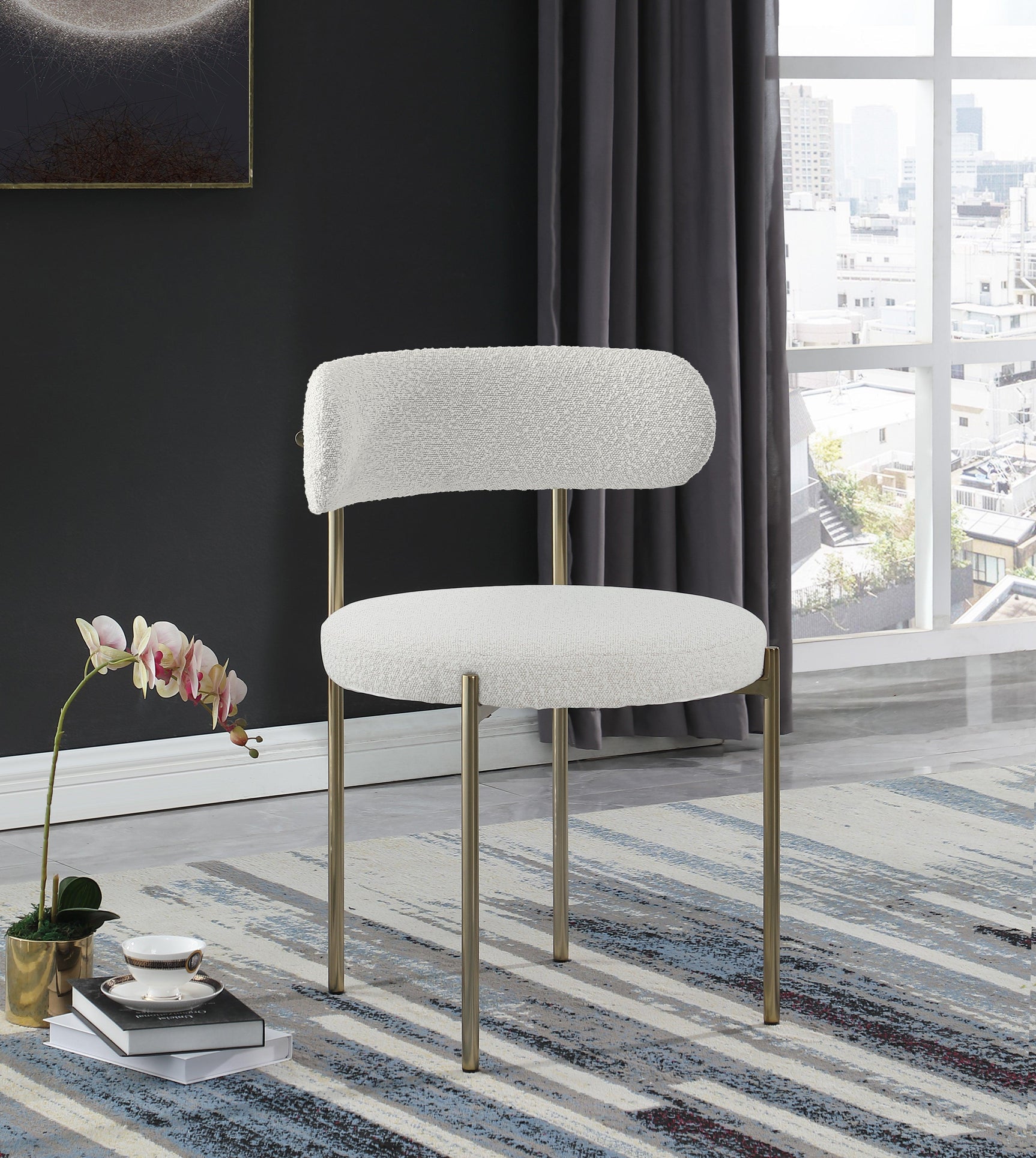 Beacon Cream Boucle Fabric Dining Chair - Ella Furniture