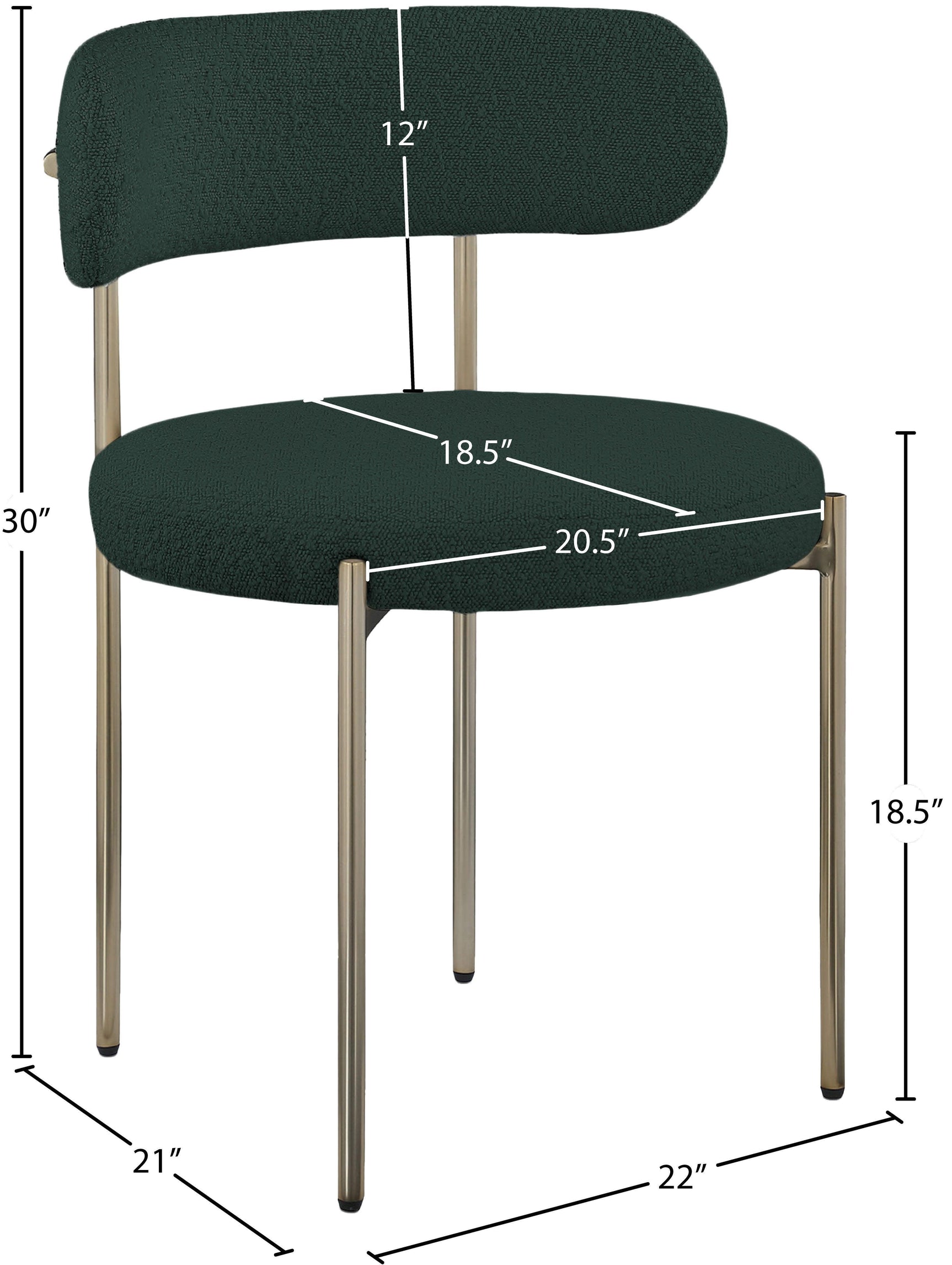 Beacon Green Boucle Fabric Dining Chair 887Green-c - Ella Furniture