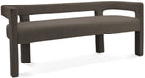 Athena Brown Boucle Fabric Bench - Ella Furniture