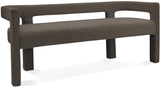 Athena Brown Boucle Fabric Bench - Ella Furniture