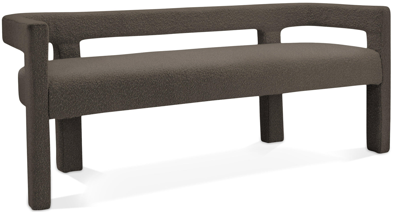 Athena Brown Boucle Fabric Bench - Ella Furniture