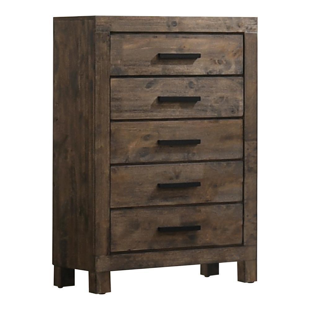 Woodmont 5-Drawer Chest Rustic Golden Brown - Ella Furniture