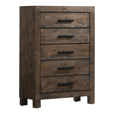 Woodmont 5-Drawer Chest Rustic Golden Brown - Ella Furniture