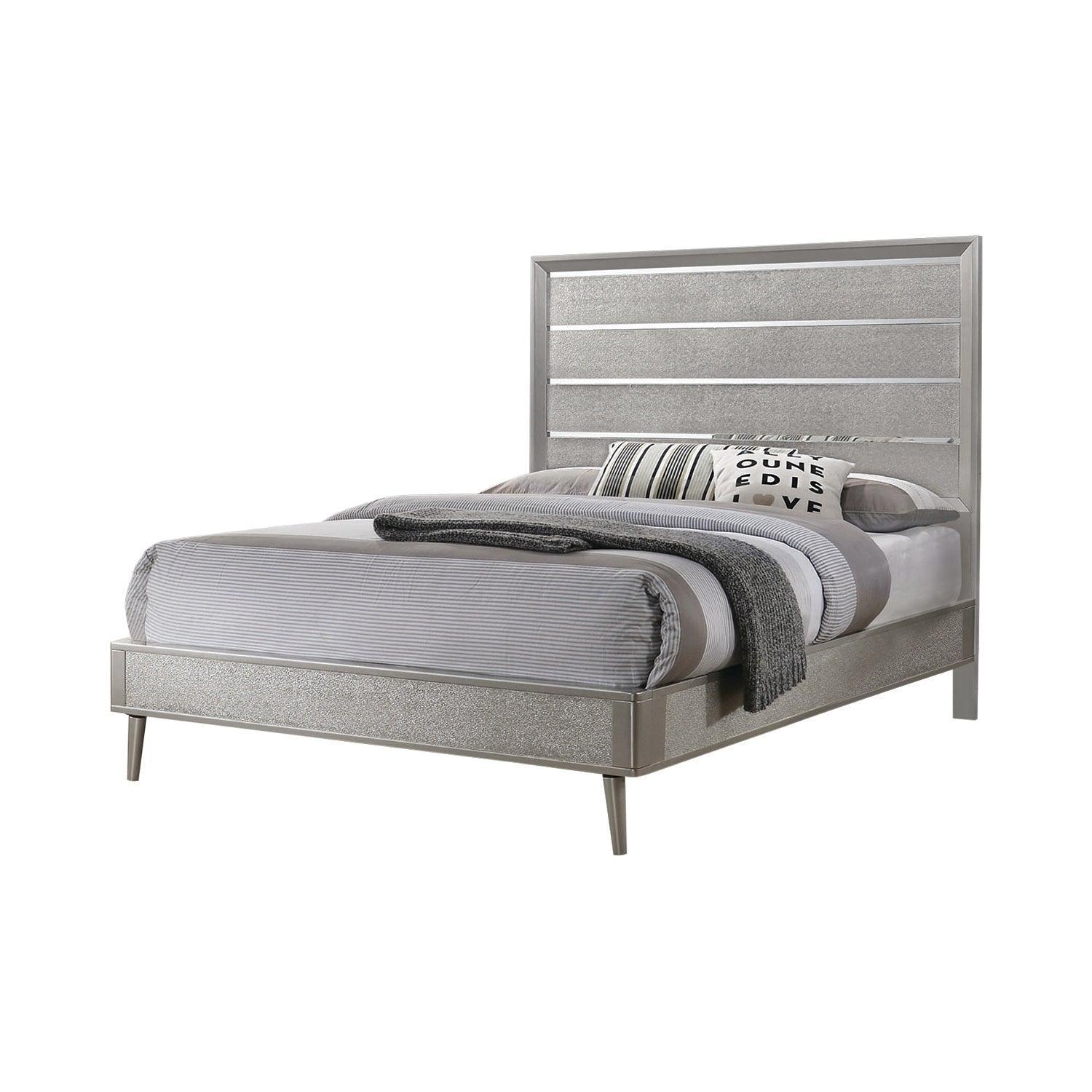 Ramon Queen Panel Bed Metallic Sterling - Ella Furniture