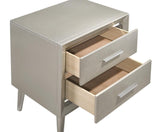 Ramon 2-Drawer Nightstand Metallic Sterling - Ella Furniture