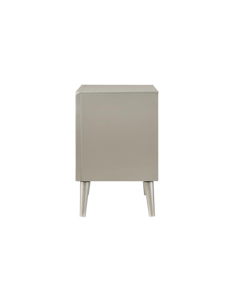 Ramon 2-Drawer Nightstand Metallic Sterling - Ella Furniture