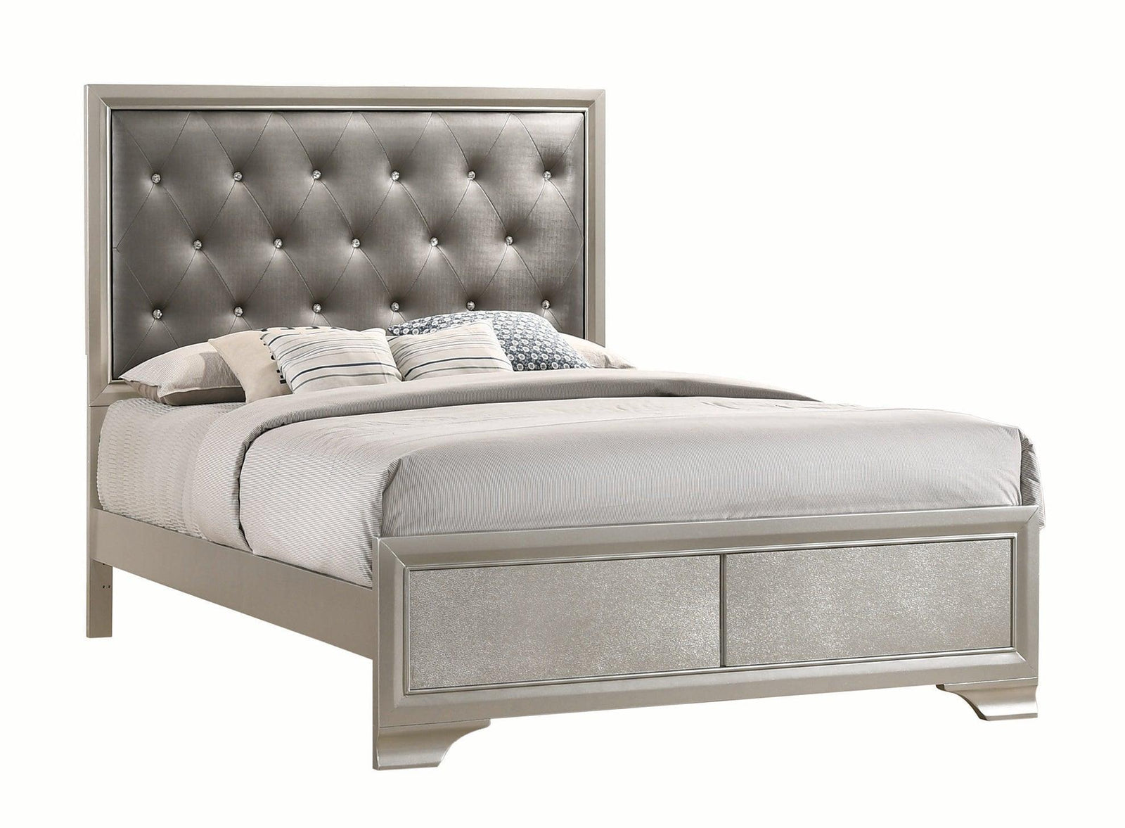 Salford Eastern King Panel Bed Metallic Sterling And Charcoal Grey - Ella Furniture