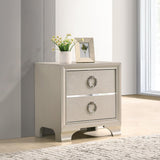 Salford 2-Drawer Nightstand Metallic Sterling - Ella Furniture