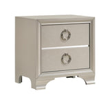 Salford 2-Drawer Nightstand Metallic Sterling - Ella Furniture