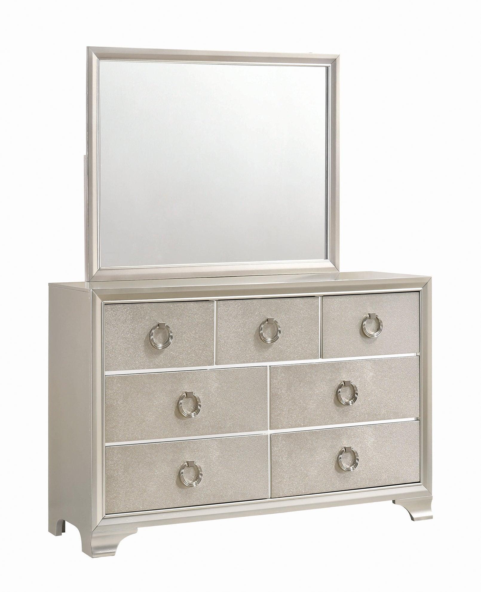 Salford 2-Drawer Nightstand Metallic Sterling - Ella Furniture