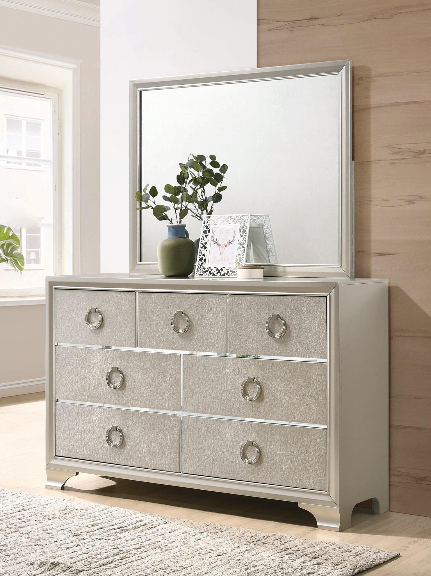 Salford 2-Drawer Nightstand Metallic Sterling - Ella Furniture