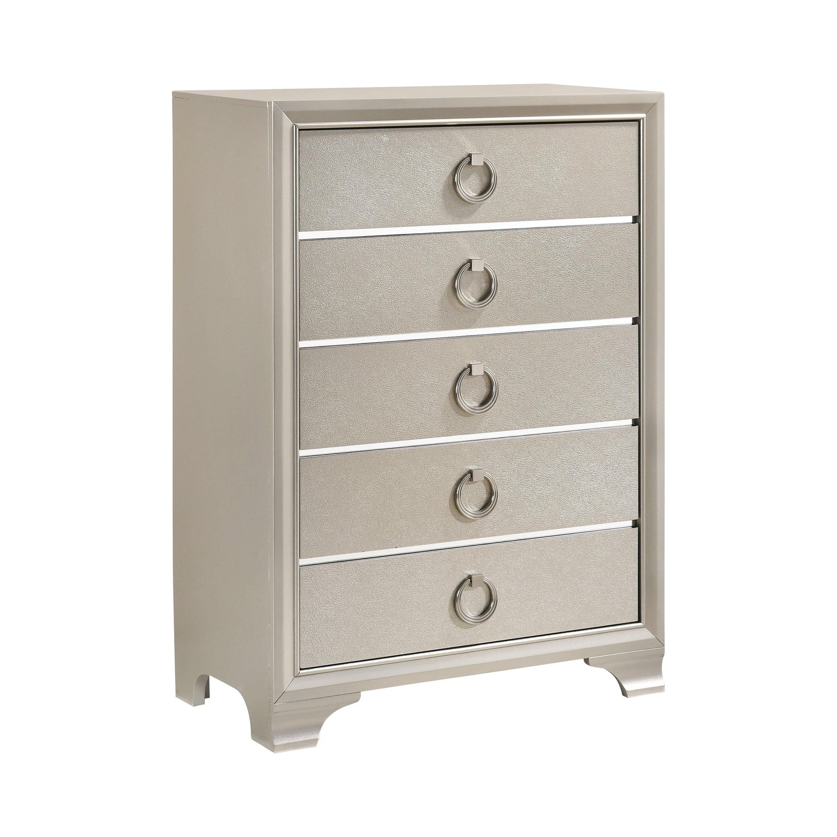 Salford 2-Drawer Nightstand Metallic Sterling - Ella Furniture