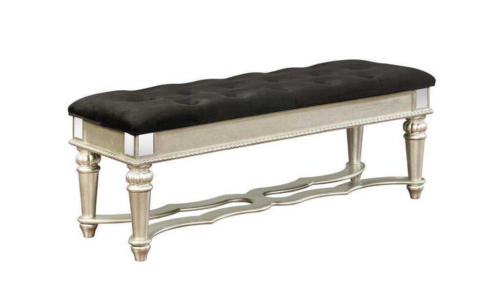 Heidi Upholstered Bench Metallic Platinum - Ella Furniture