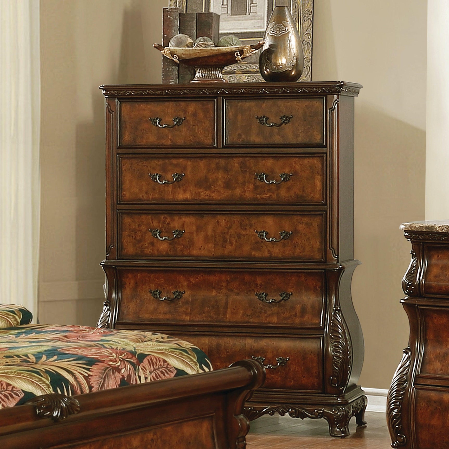 Exeter 2-Drawer Nightstand Dark Burl - Ella Furniture