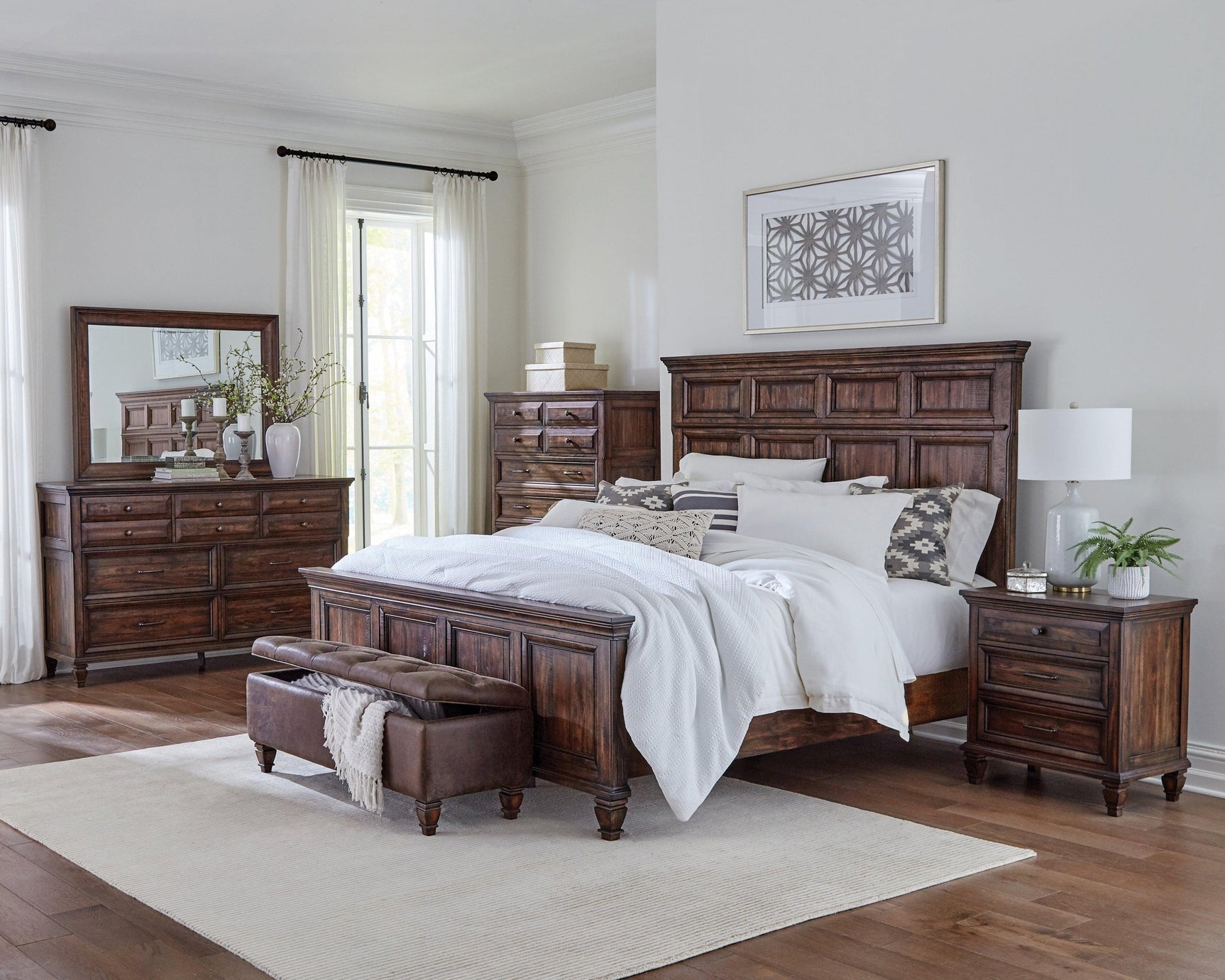 Avenue Eastern King Panel Bed Weathered Burnished Brown - Ella Furniture