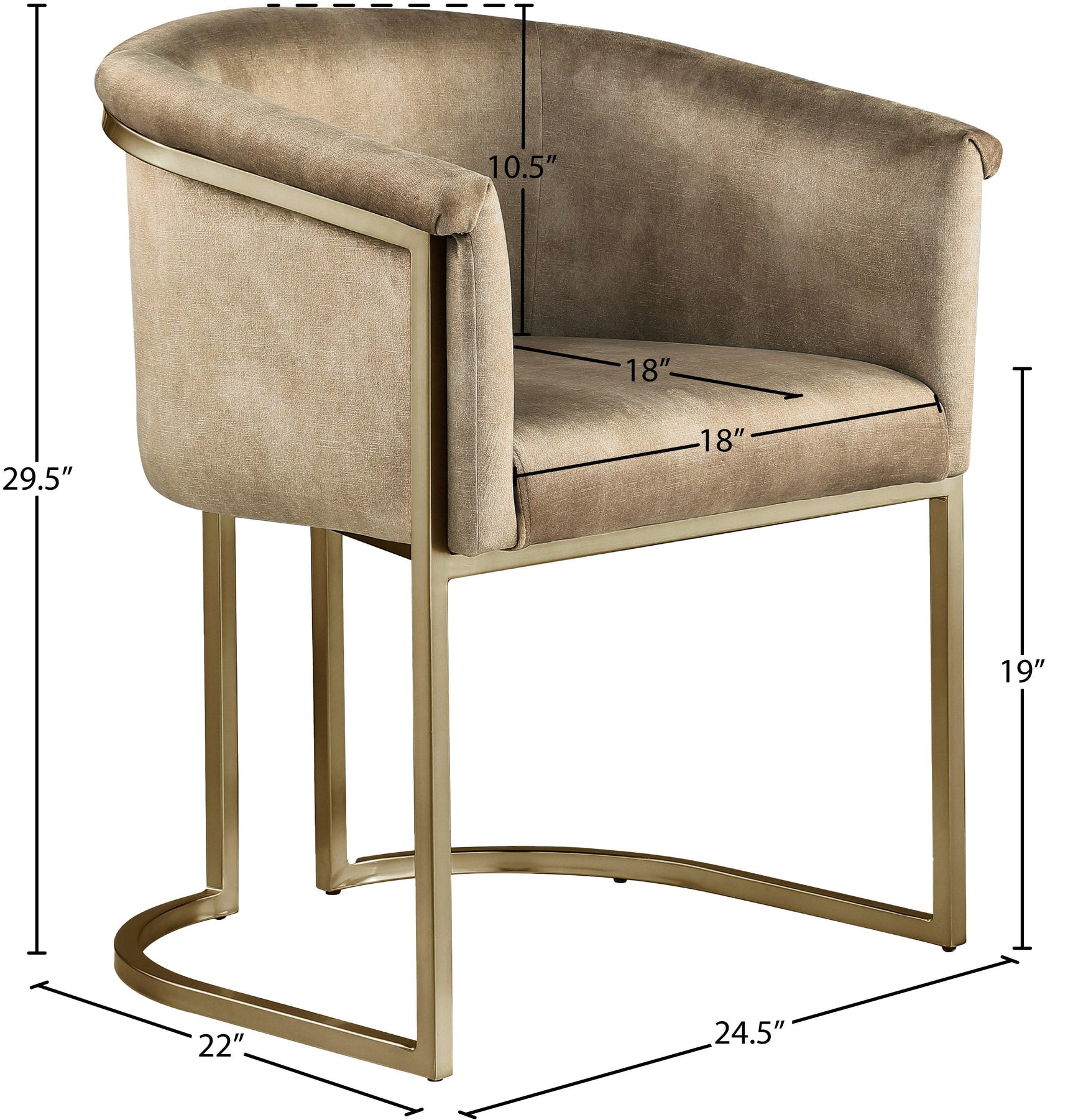 Tierra Beige Velvet Dining Chair - Ella Furniture