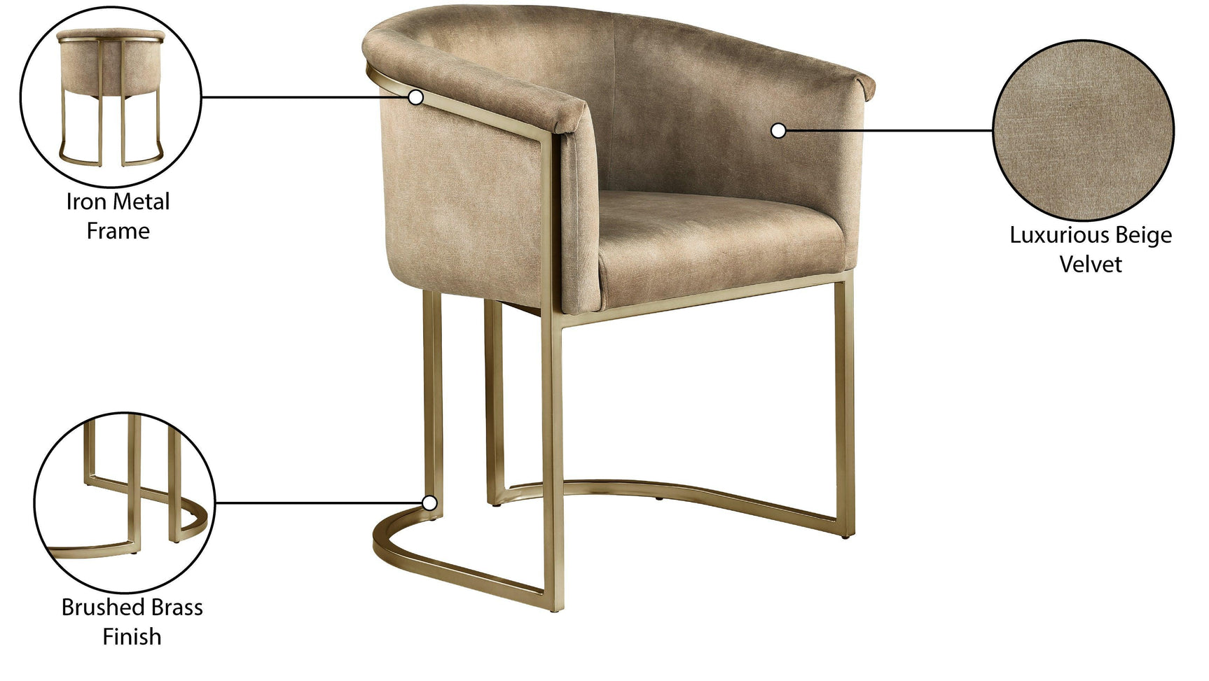 Tierra Beige Velvet Dining Chair - Ella Furniture