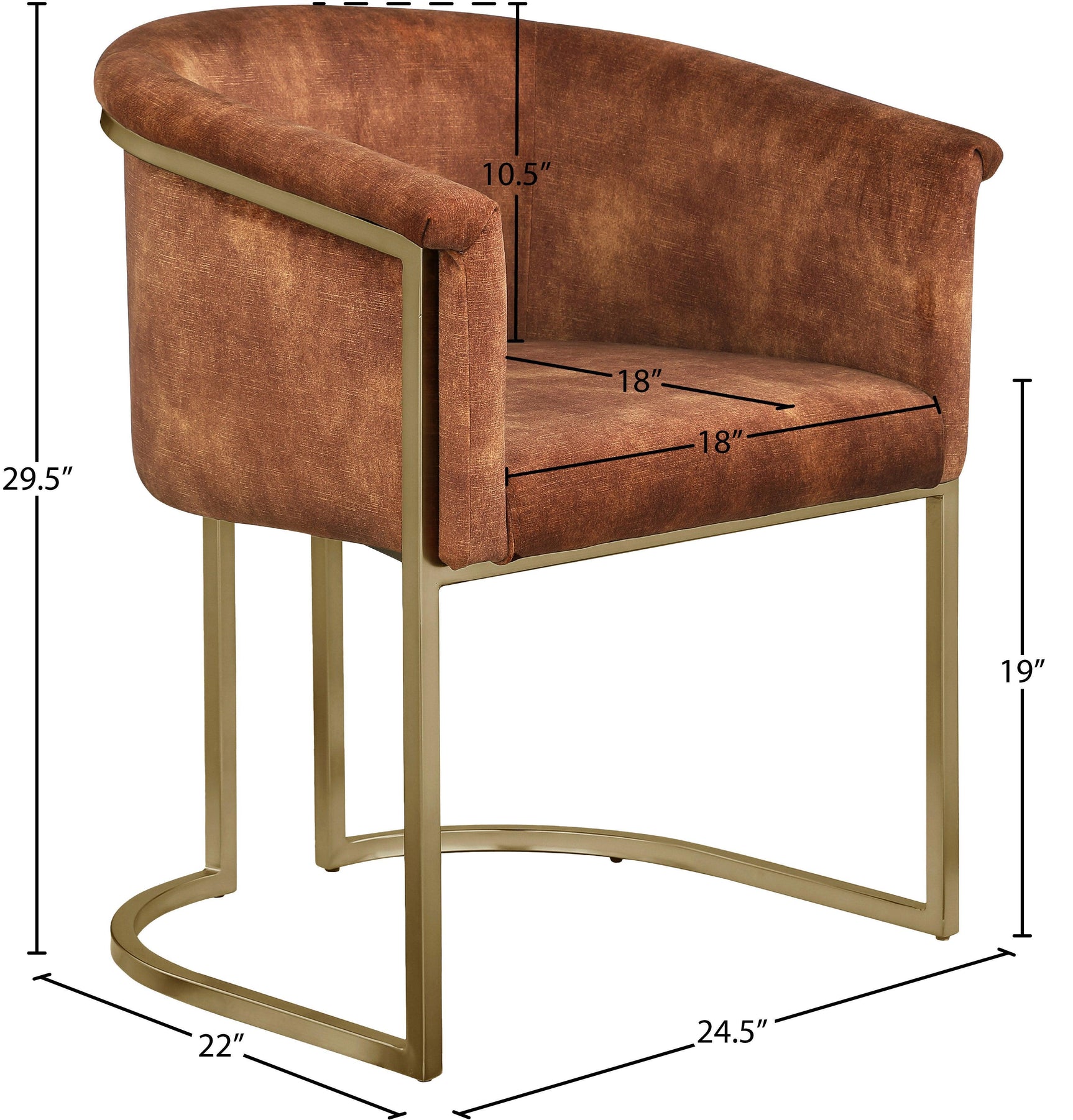Tierra Cognac Velvet Dining Chair - Ella Furniture