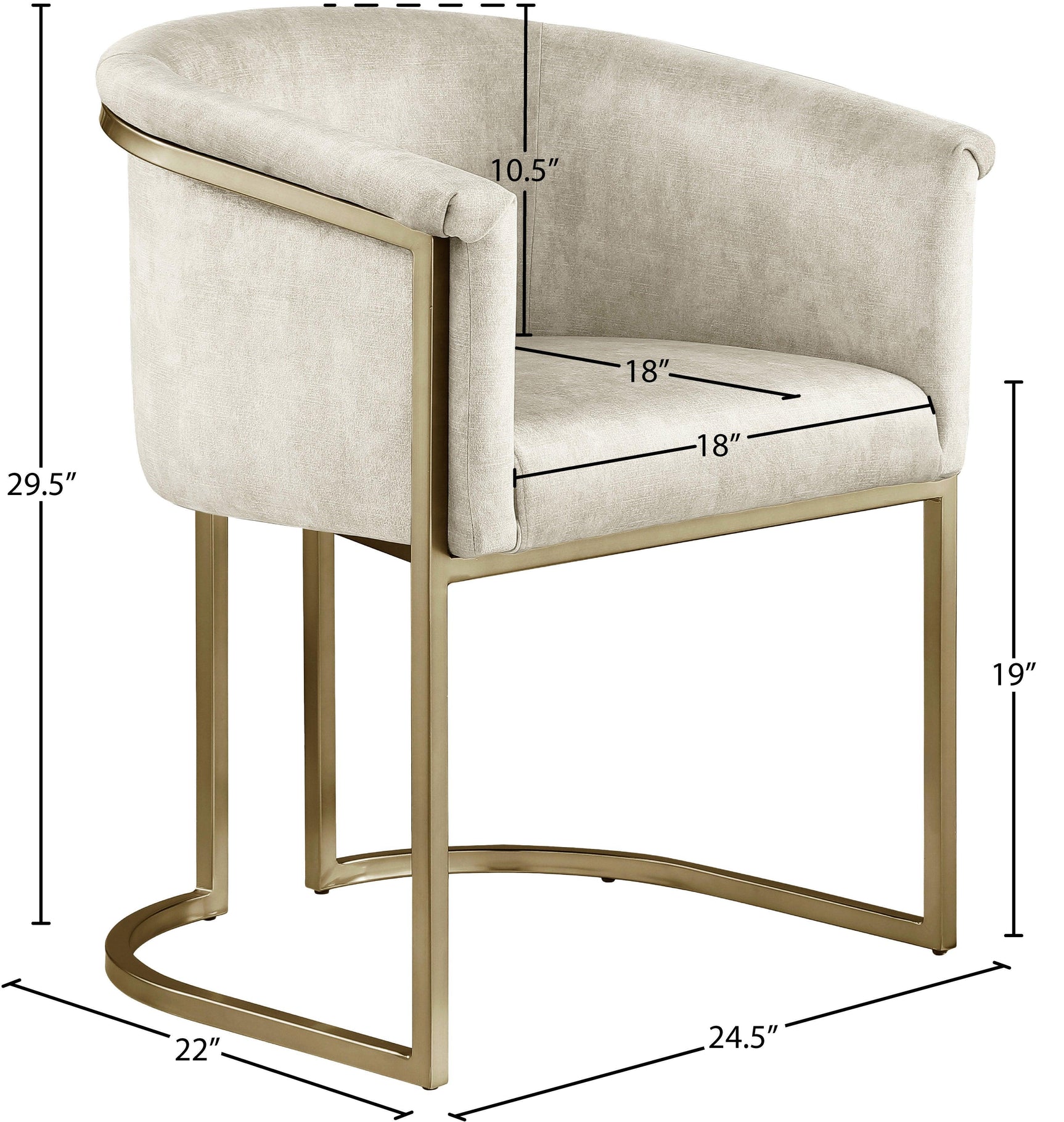 Tierra Cream Velvet Dining Chair - Ella Furniture