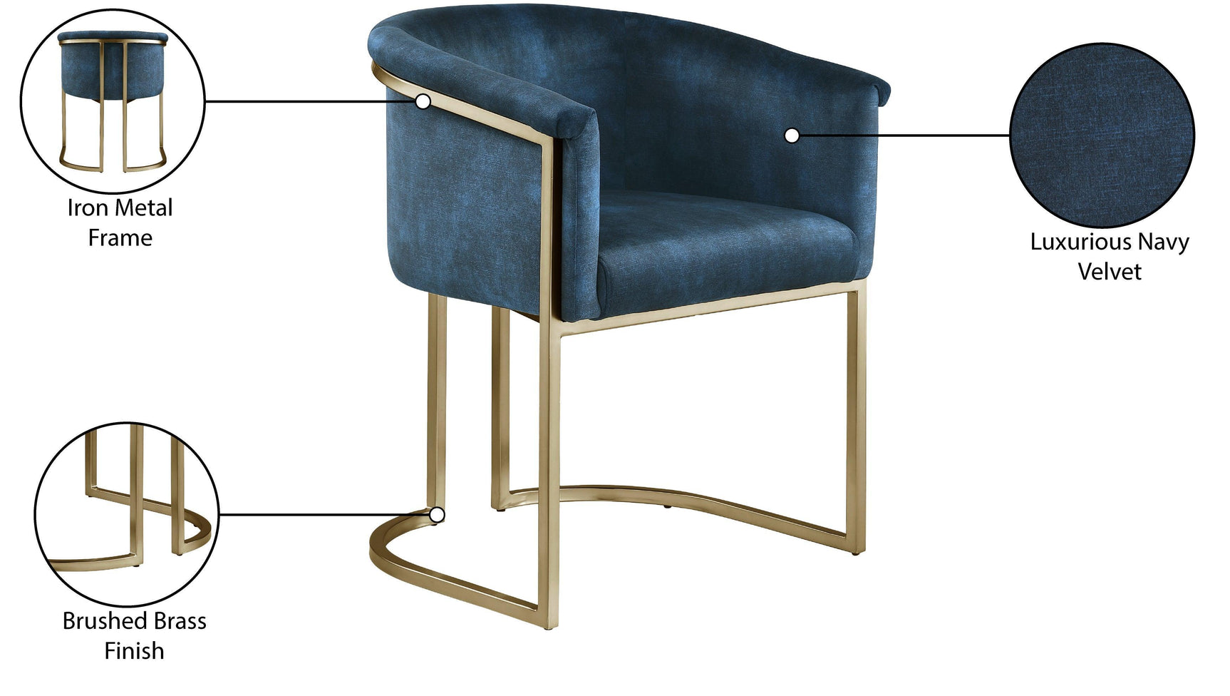 Tierra Blue Velvet Dining Chair - Ella Furniture
