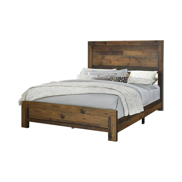 Sidney Eastern King Panel Bed Rustic Pine - Ella Furniture