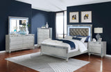 Gunnison Eastern King Panel Bed With LED Lighting Silver Metallic - Ella Furniture