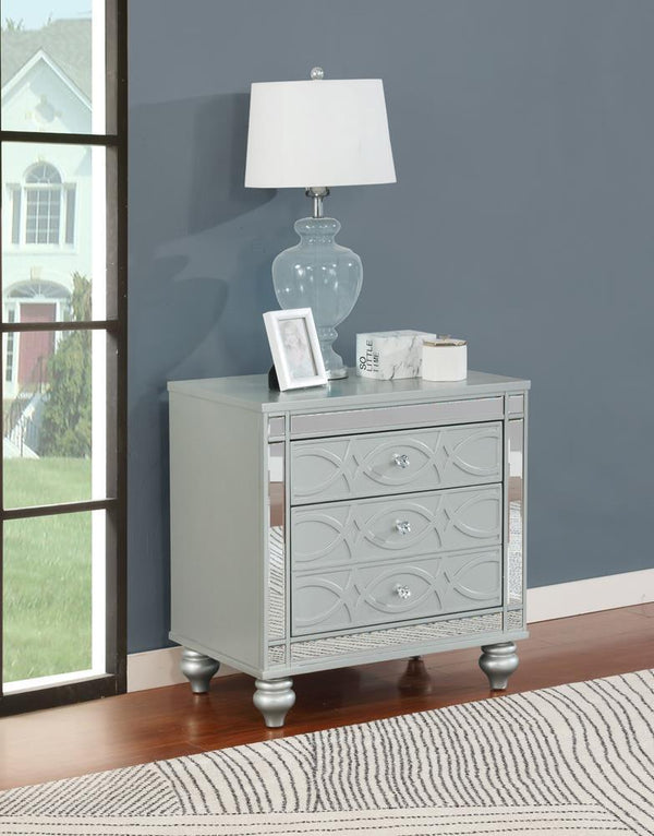 Gunnison 2-Drawer Nightstand Silver Metallic - Ella Furniture