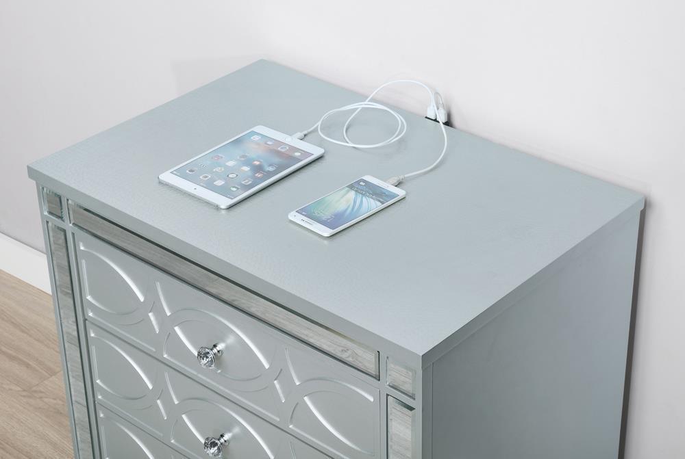 Gunnison 2-Drawer Nightstand Silver Metallic - Ella Furniture