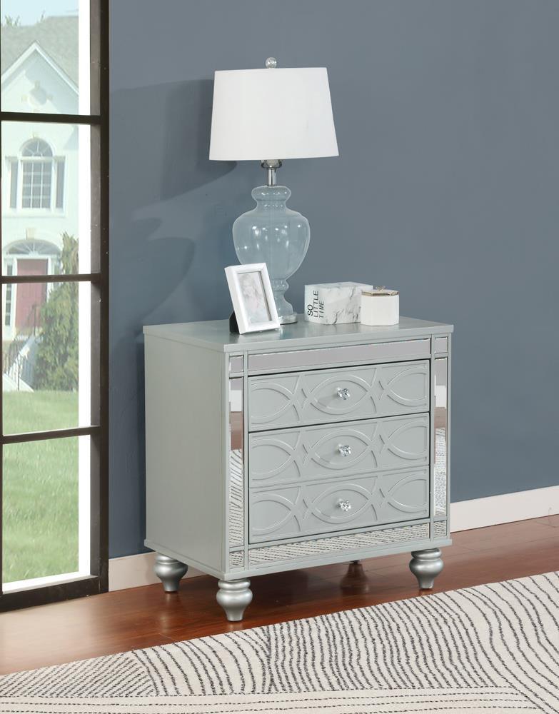 Gunnison 2-Drawer Nightstand Silver Metallic - Ella Furniture