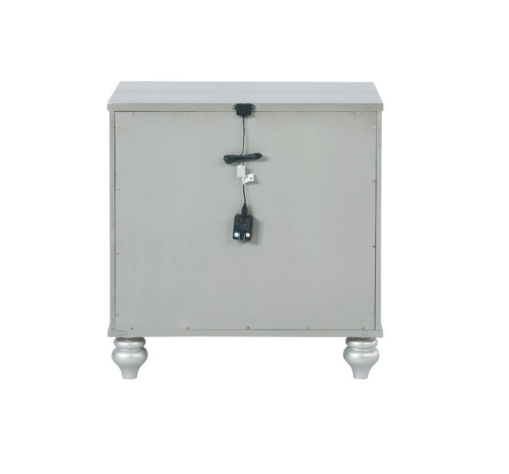 Gunnison 2-Drawer Nightstand Silver Metallic - Ella Furniture