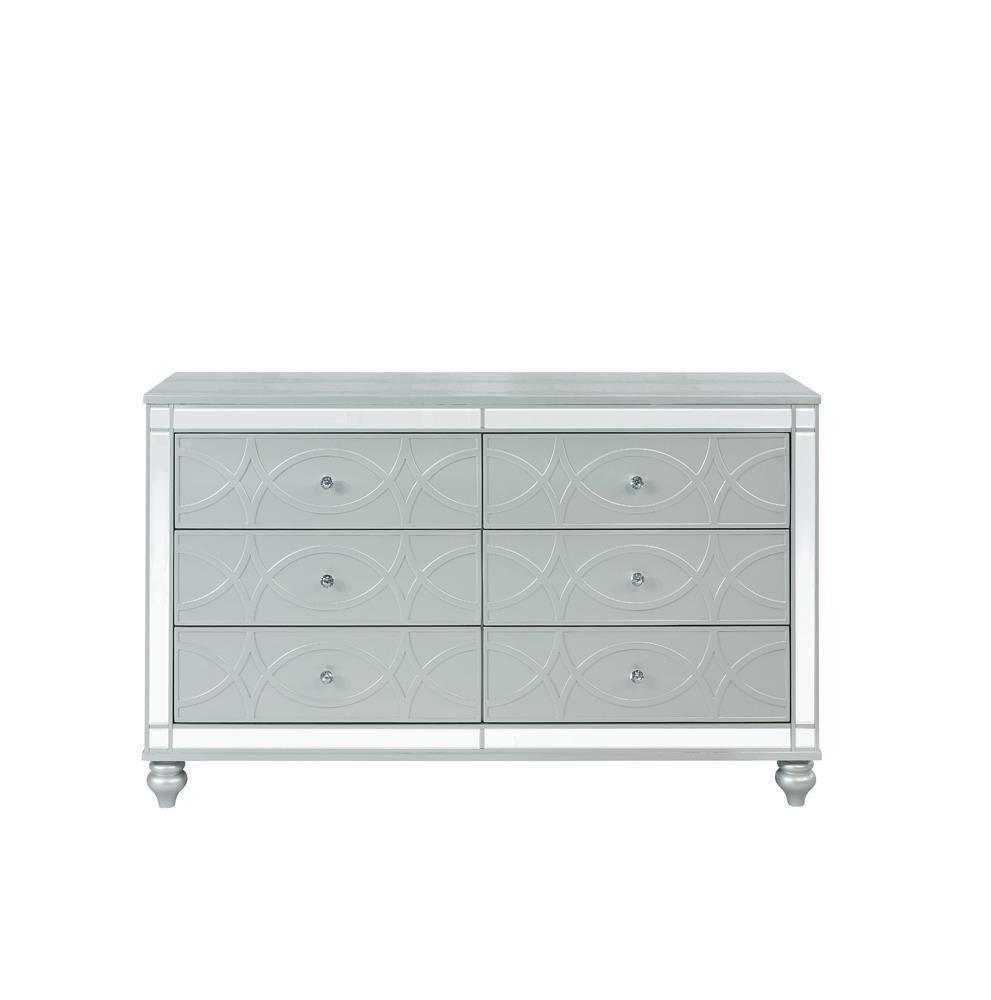 Gunnison 6-Drawer Dresser Silver Metallic - Ella Furniture