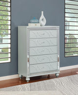 Gunnison 5-Drawer Chest Silver Metallic - Ella Furniture
