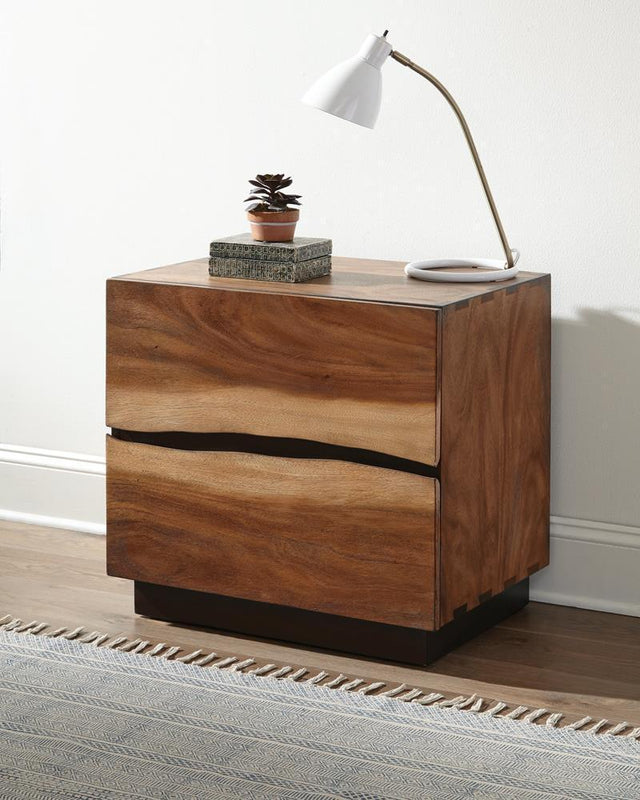 Winslow 2-Drawer Nightstand Smokey Walnut And Coffee Bean - Ella Furniture