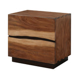 Winslow 2-Drawer Nightstand Smokey Walnut And Coffee Bean - Ella Furniture