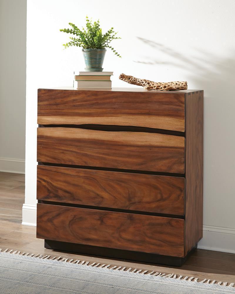 Winslow 4-Drawer Chest Smokey Walnut And Coffee Bean - Ella Furniture