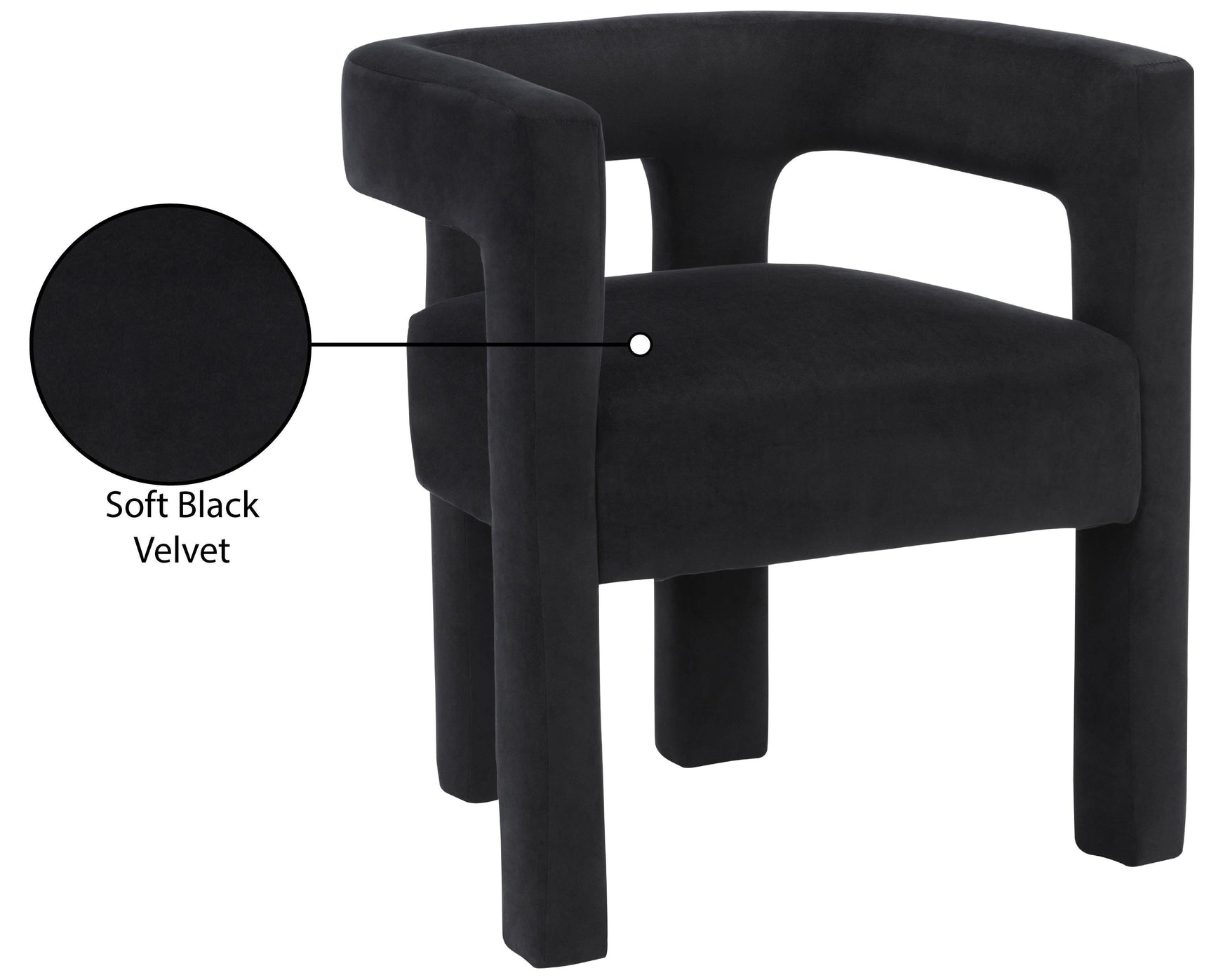 Athena Black Velvet Dining Chair - Ella Furniture