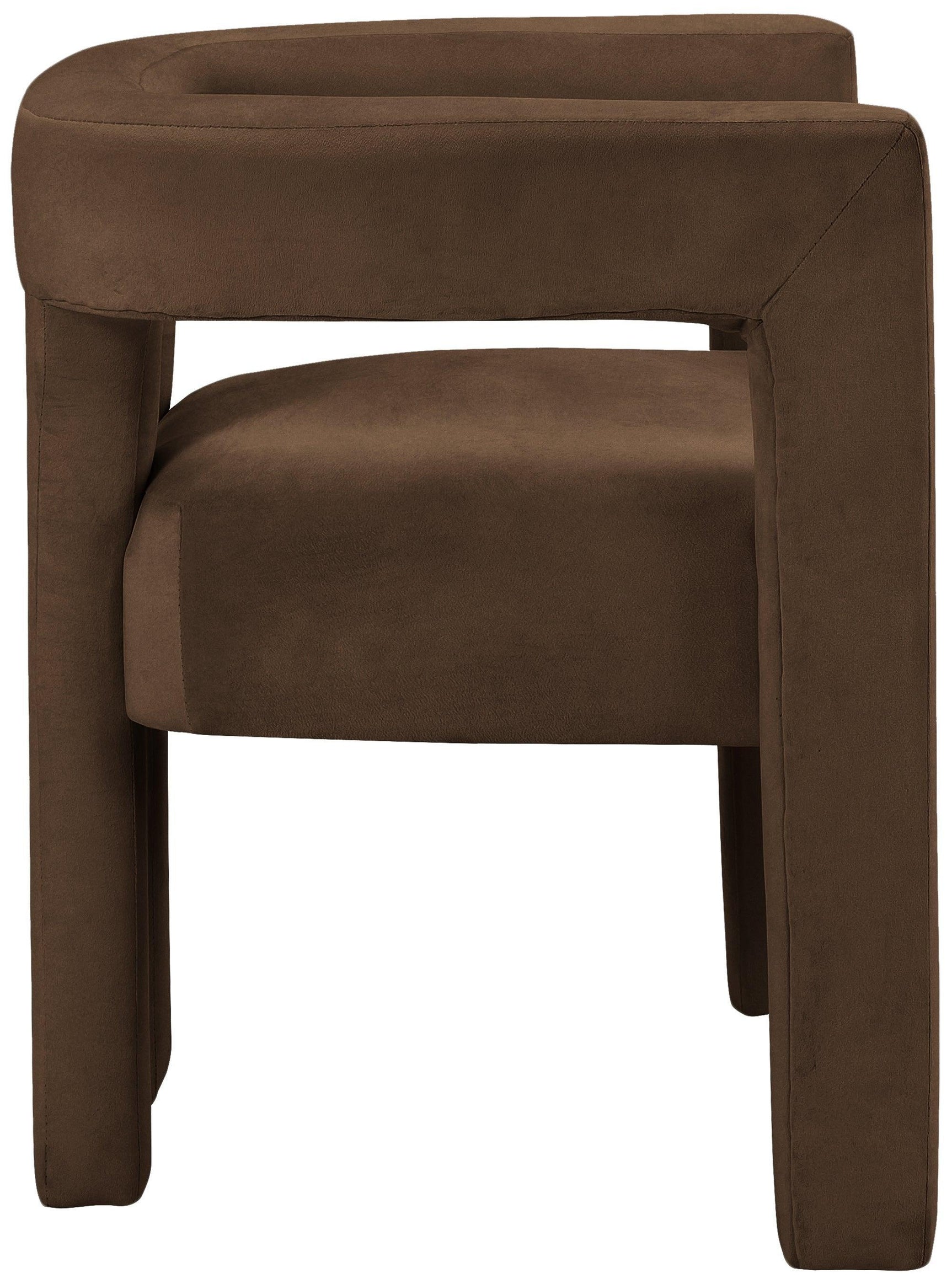 Athena Brown Velvet Dining Chair - Ella Furniture