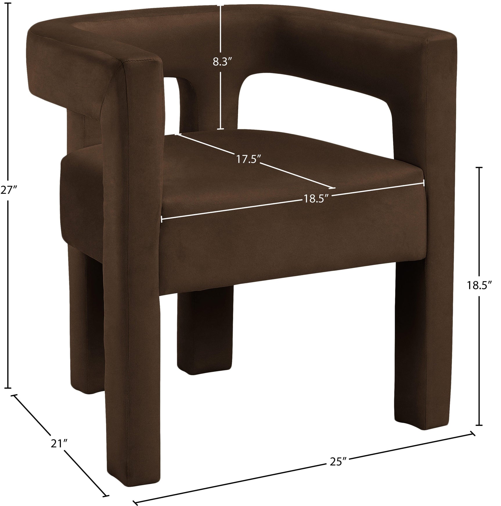 Athena Brown Velvet Dining Chair - Ella Furniture