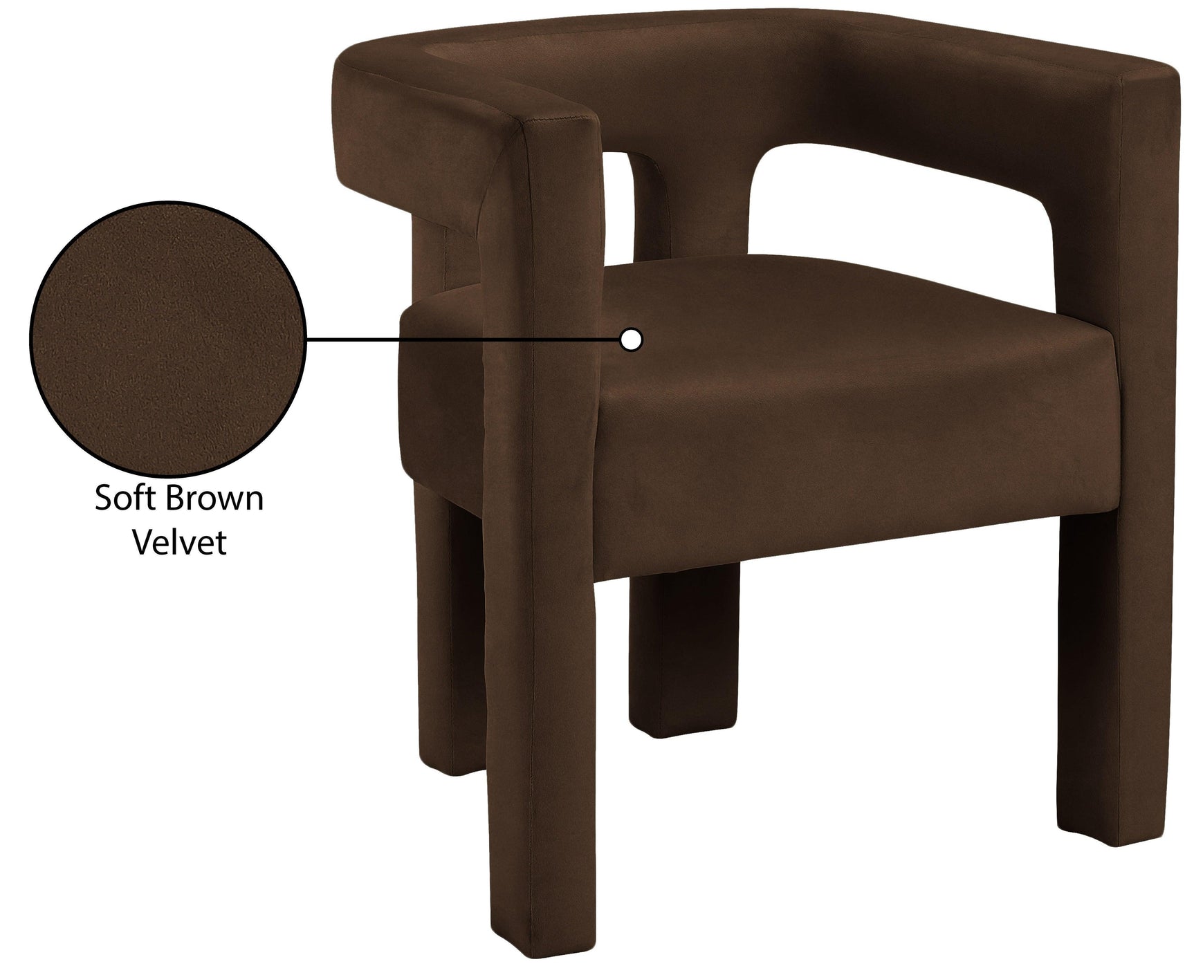 Athena Brown Velvet Dining Chair - Ella Furniture