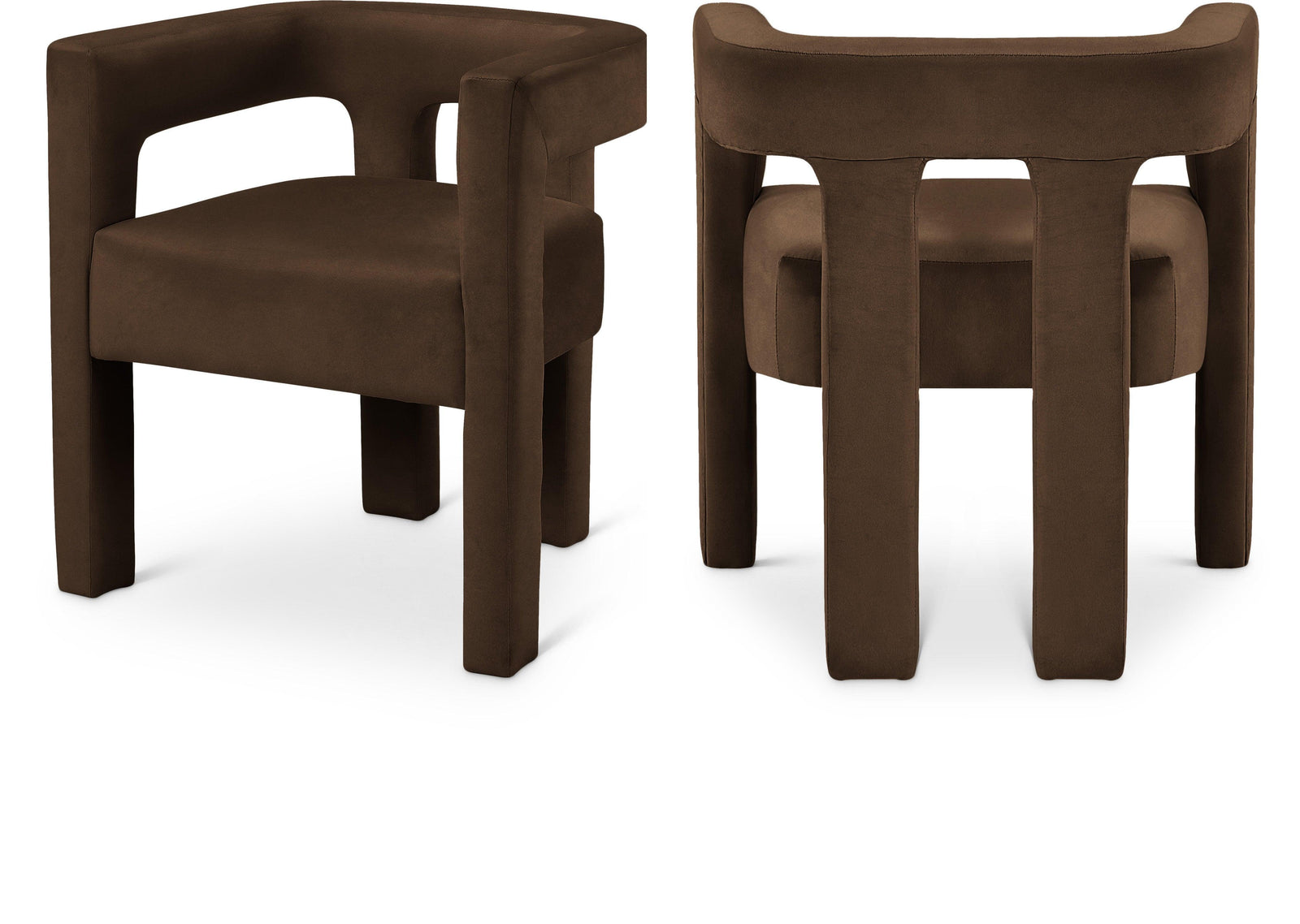 Athena Brown Velvet Dining Chair - Ella Furniture